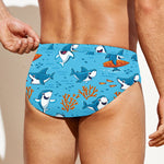 Cute Shark Pattern Print Men's Swim Briefs