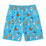 Cute Shark Pattern Print Men's Swim Trunks