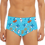 Cute Shark Pattern Print Men's Triangle Swim Briefs