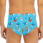 Cute Shark Pattern Print Men's Triangle Swim Briefs