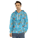 Cute Shark Pattern Print Men's Velvet Pullover Hoodie