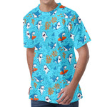 Cute Shark Pattern Print Men's Velvet T-Shirt