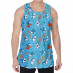 Cute Shark Pattern Print Men's Velvet Tank Top