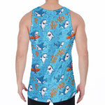 Cute Shark Pattern Print Men's Velvet Tank Top