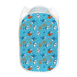 Cute Shark Pattern Print Mesh Laundry Hamper