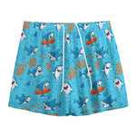 Cute Shark Pattern Print Mesh Shorts