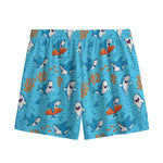 Cute Shark Pattern Print Mesh Shorts