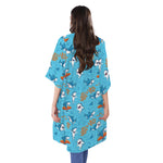 Cute Shark Pattern Print Open Front Beach Cover Up