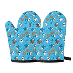 Cute Shark Pattern Print Oven Mitts
