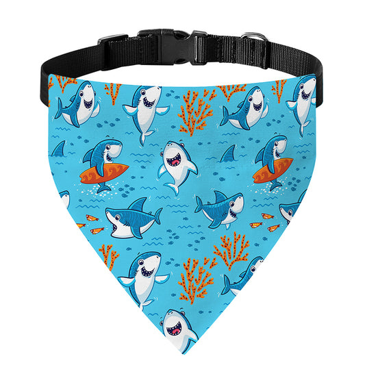 Cute Shark Pattern Print Over The Collar Dog Bandana