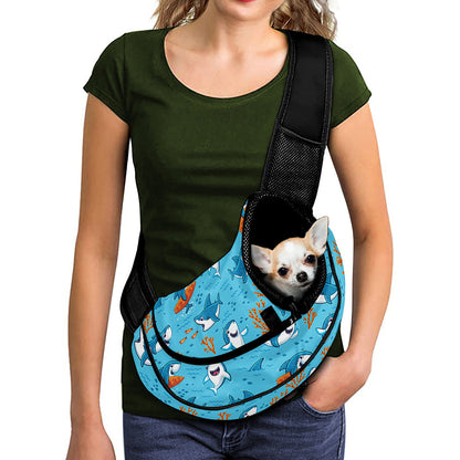 Cute Shark Pattern Print Pet Sling Carrier