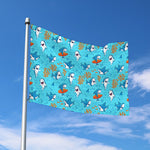 Cute Shark Pattern Print Polyester Flag