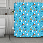 Cute Shark Pattern Print Polyester Shower Curtain
