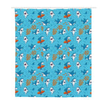 Cute Shark Pattern Print Polyester Shower Curtain