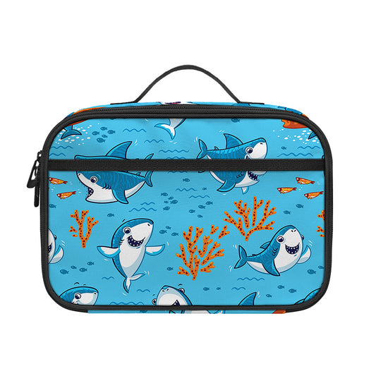 Cute Shark Pattern Print Portable Lunch Bag