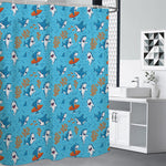 Cute Shark Pattern Print Premium Shower Curtain