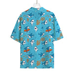 Cute Shark Pattern Print Rayon Hawaiian Shirt