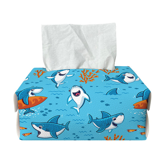 Cute Shark Pattern Print Rectangle Tissue Box Cover