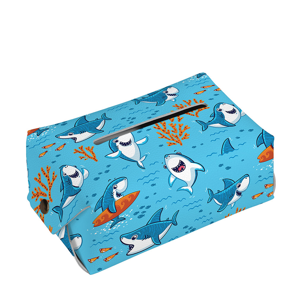 Cute Shark Pattern Print Rectangle Tissue Box Cover