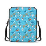 Cute Shark Pattern Print Rectangular Crossbody Bag