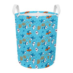 Cute Shark Pattern Print Round Laundry Basket