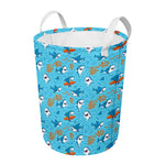 Cute Shark Pattern Print Round Laundry Basket