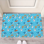 Cute Shark Pattern Print Rubber Doormat