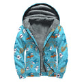 Cute Shark Pattern Print Sherpa Lined Zip Up Hoodie