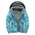 Cute Shark Pattern Print Sherpa Lined Zip Up Hoodie