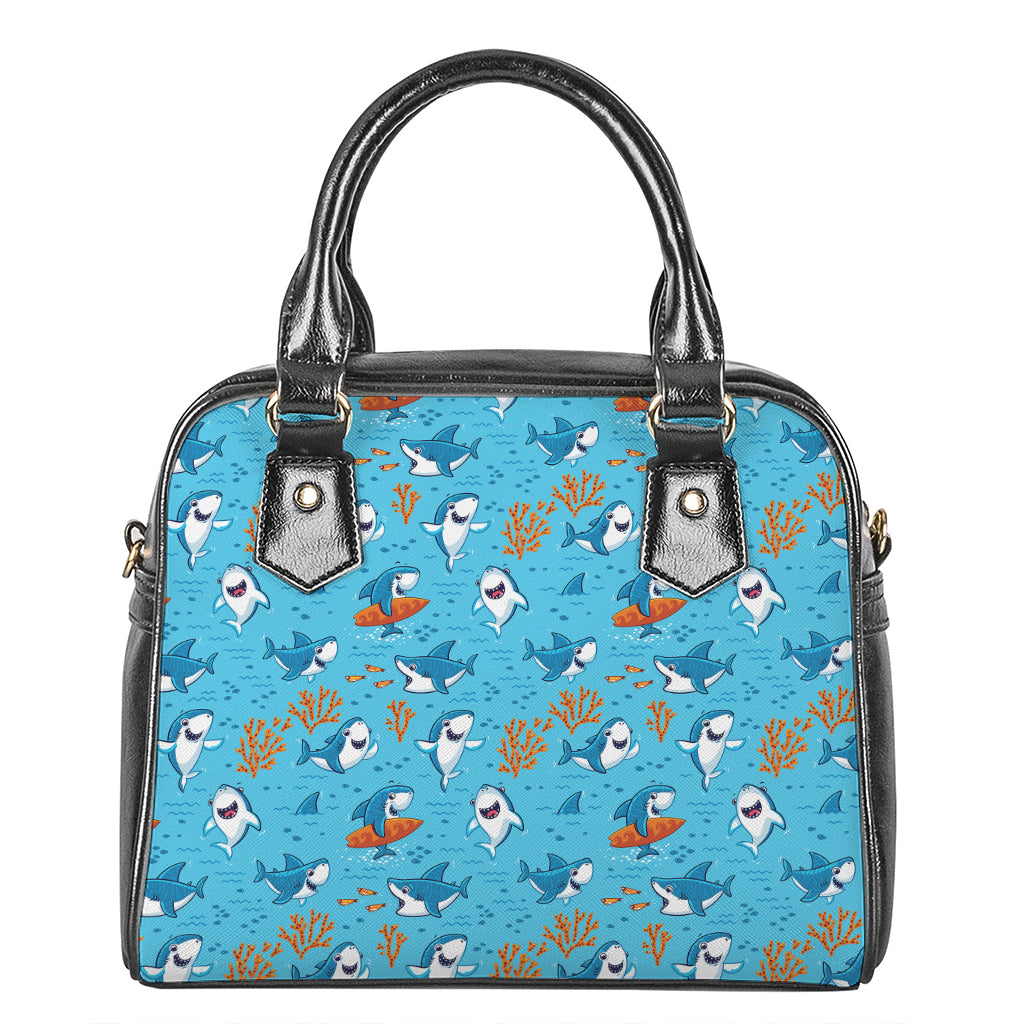 Cute Shark Pattern Print Shoulder Handbag