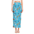 Cute Shark Pattern Print Side Slit Maxi Skirt