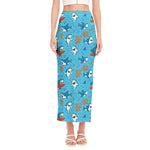 Cute Shark Pattern Print Side Slit Maxi Skirt