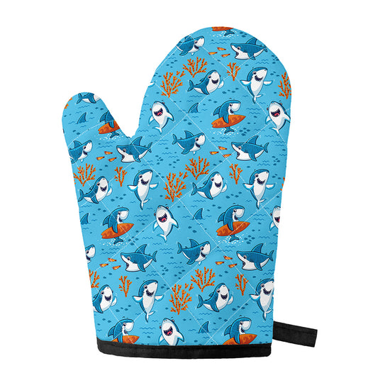 Cute Shark Pattern Print Single Oven Mitt