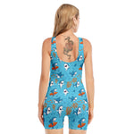 Cute Shark Pattern Print Sleeveless One Piece Swimsuit