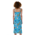 Cute Shark Pattern Print Slim Fit Midi Cami Dress