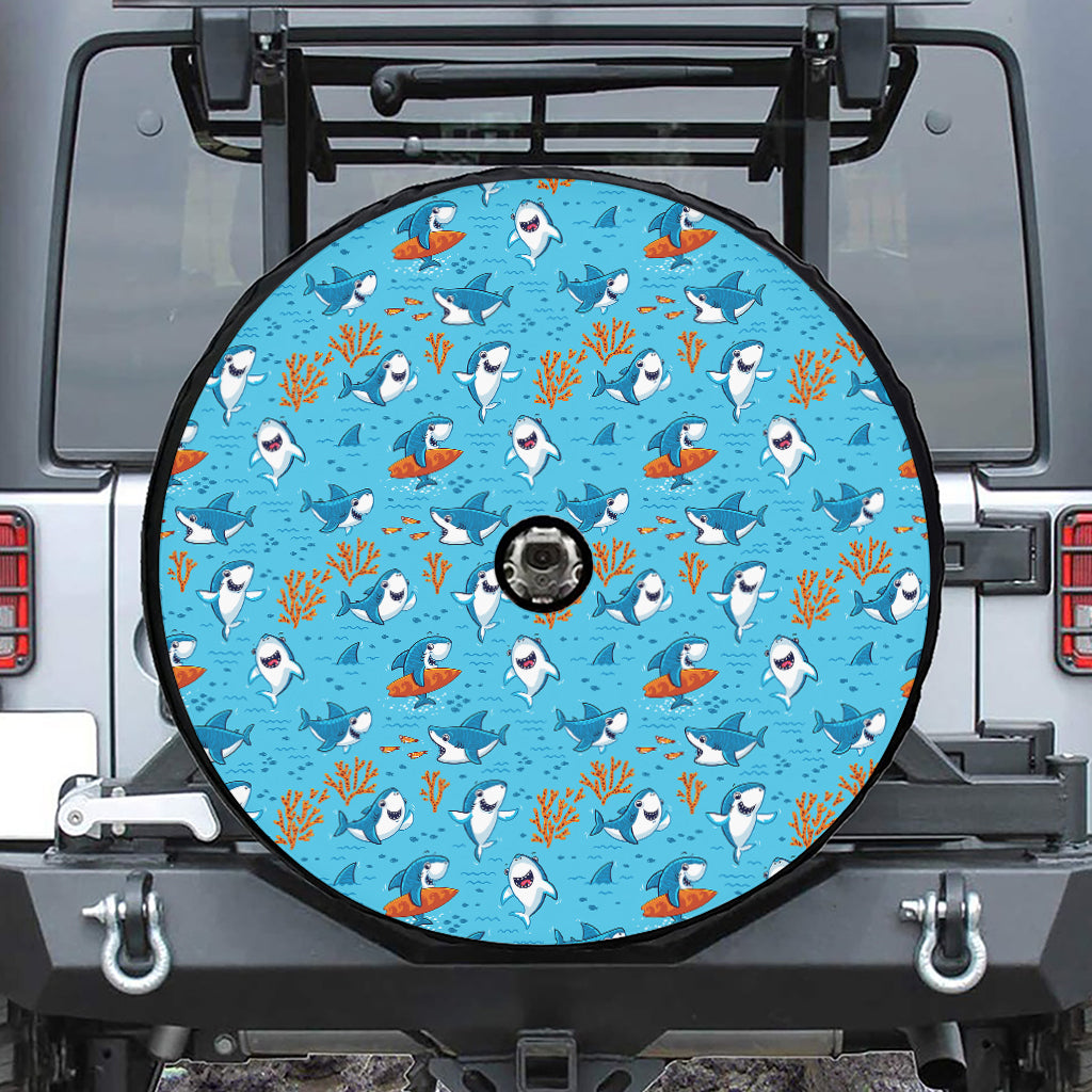 Cute Shark Pattern Print Tire Cover With Camera Hole