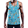 Cute Shark Pattern Print Men's Workout Tank Top