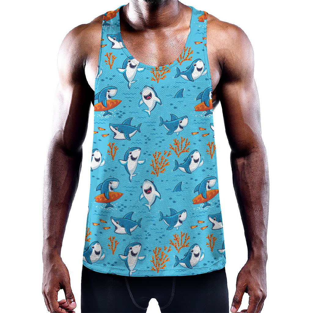 Cute Shark Pattern Print Training Tank Top