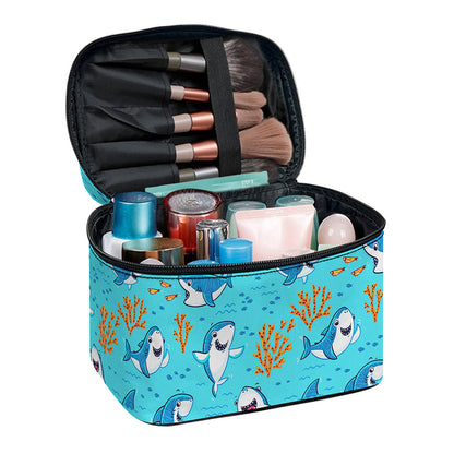 Cute Shark Pattern Print Travel Makeup Bag