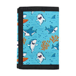 Cute Shark Pattern Print Trifold Wallet