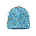 Cute Shark Pattern Print White Mesh Trucker Hat