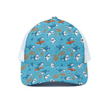 Cute Shark Pattern Print White Mesh Trucker Cap