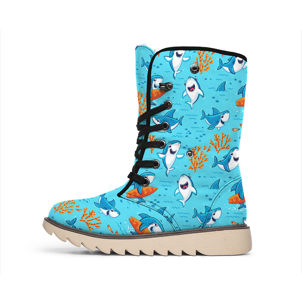 Cute Shark Pattern Print Winter Boots