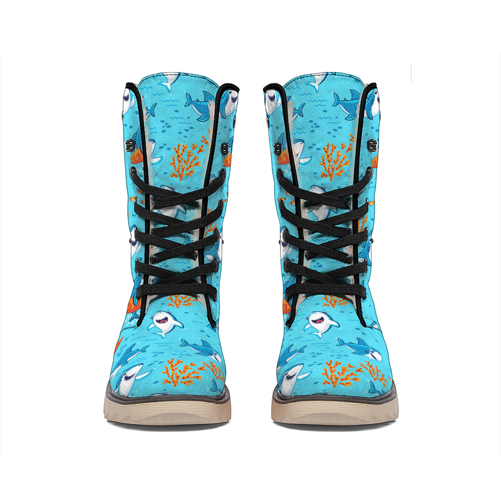 Cute Shark Pattern Print Winter Boots