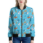 Cute Shark Pattern Print Women's Bomber Jacket