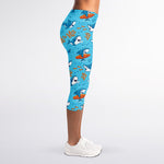 Cute Shark Pattern Print Women's Capri Leggings