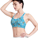 Cute Shark Pattern Print Women's Sports Bra