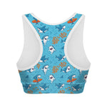 Cute Shark Pattern Print Women's Sports Bra