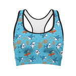Cute Shark Pattern Print Women's Sports Bra