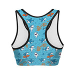 Cute Shark Pattern Print Women's Sports Bra